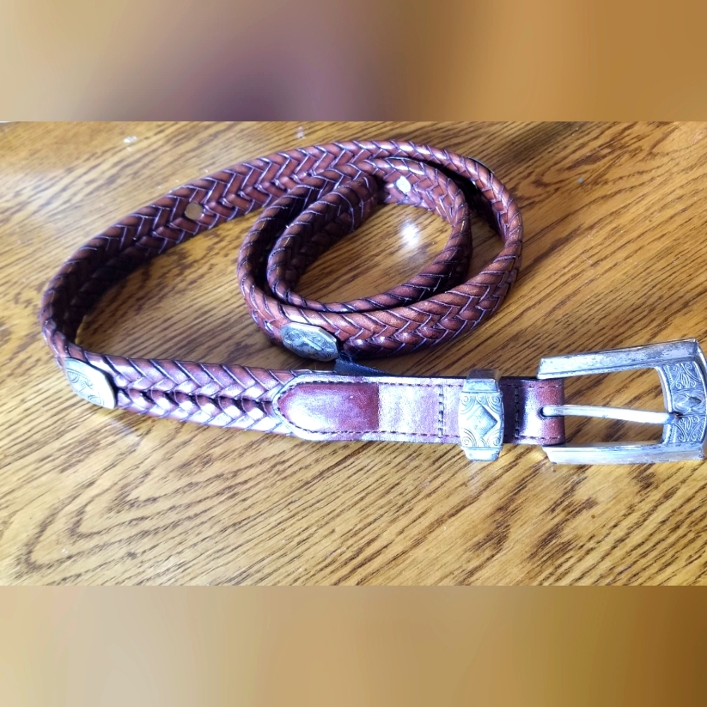 Brighton Womens Brown Embelished  Leather Belt Size 32